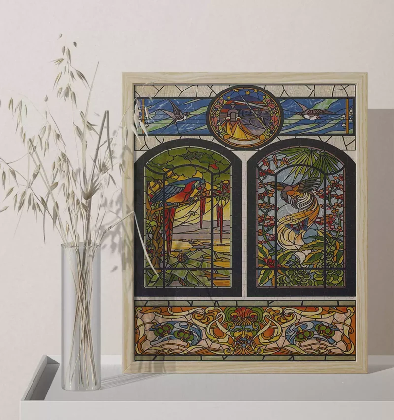 Happy Puzzle-500 Piece Puzzle-Stained-glass Window