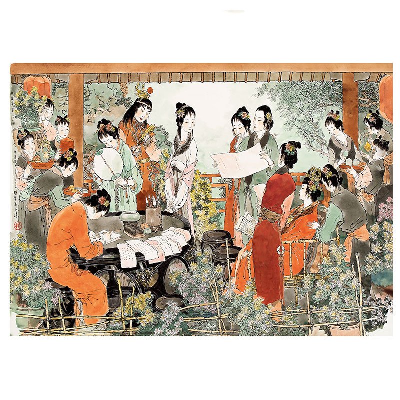 1000pcs Puzzle-Seren Art-Lin Daiyu's Contest of Peotry on Chrysanthemums From Dream of the Red Chamber