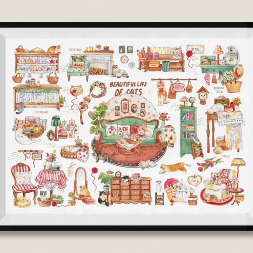 1000pcs Jigsaw Puzzle-Meow Pin-Beautiful Life of Cats