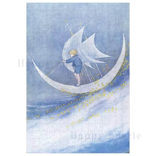 Moon Boat Happy Puzzle-300 Piece Puzzle-Moon Boat