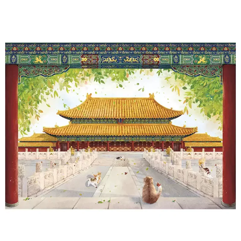 1000pcs Jigsaw Puzzle-Toi-Forbidden City and Cats