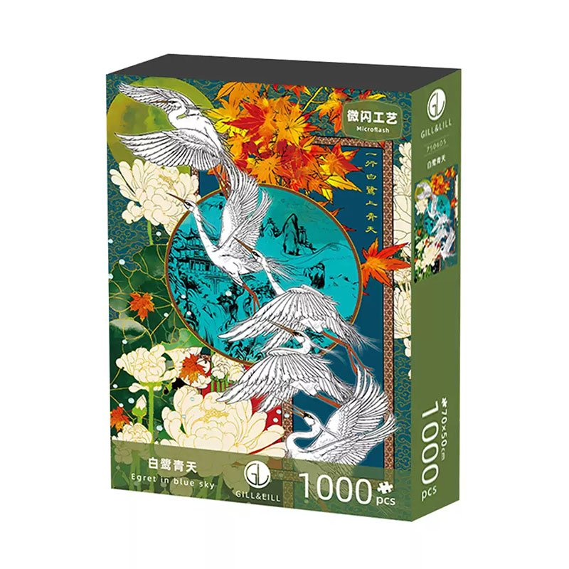 1000 Jigsaw Puzzle-Gill Lill-Egret in Blue Sky