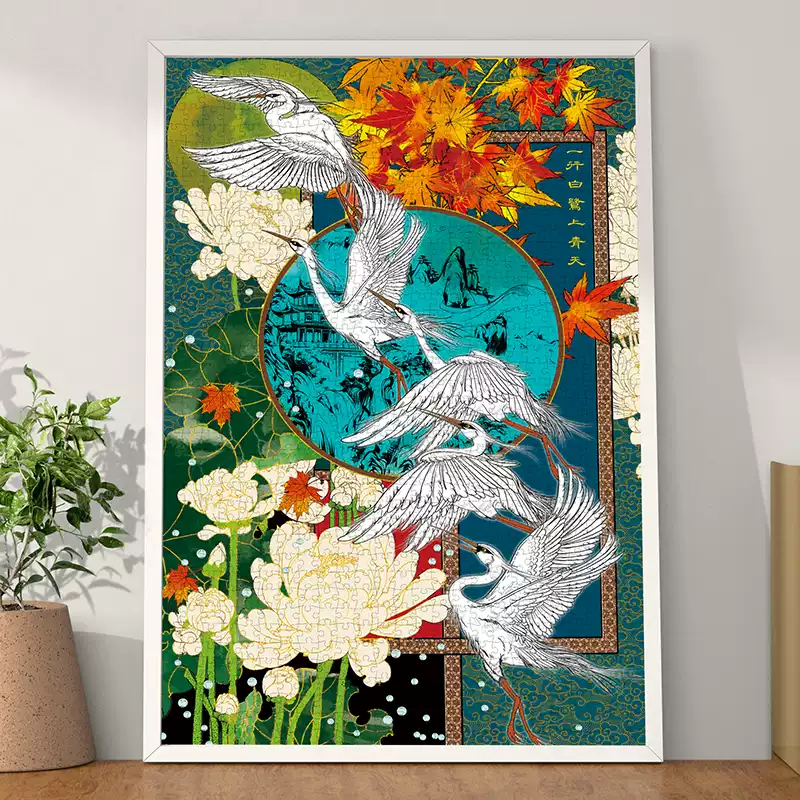 1000 Jigsaw Puzzle-Gill Lill-Egret in Blue Sky