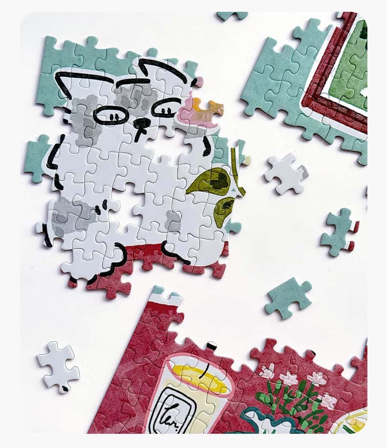 Bubble Puzzle-500pcs Jigsaw Puzzle-Glass Bottle Flowers and Cat