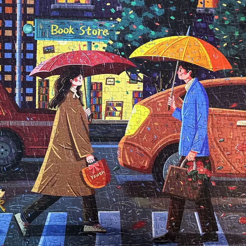1000pcs Jigsaw Puzzle-TuTuDingDang-Hurriedly On A Rainy Night