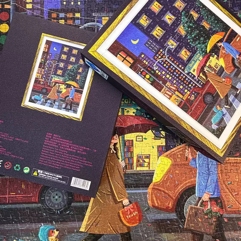 1000pcs Jigsaw Puzzle-TuTuDingDang-Hurriedly On A Rainy Night