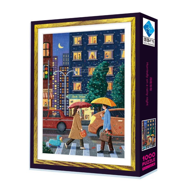 1000pcs Jigsaw Puzzle-TuTuDingDang-Hurriedly On A Rainy Night