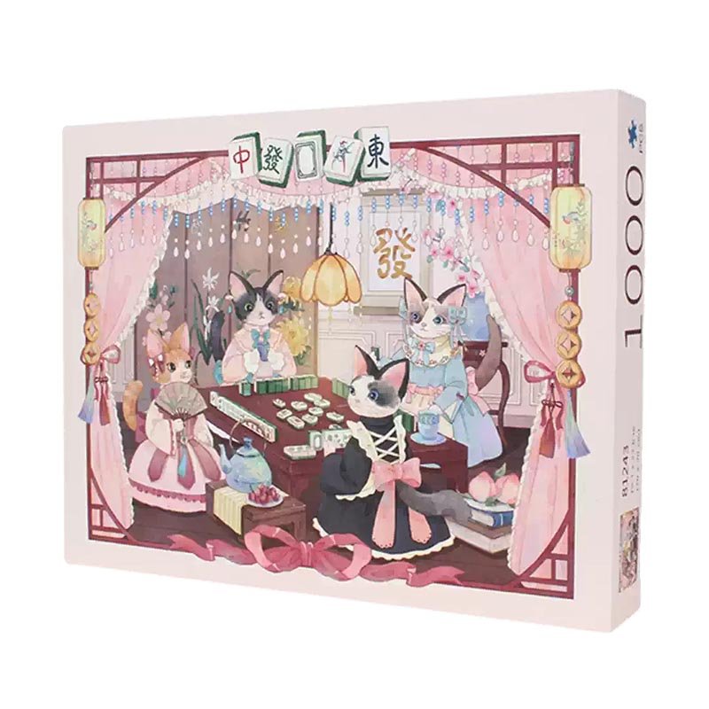 Discontinued-1000pcs Jigsaw Puzzle-PJLT-Kitty Mahjong Parlor