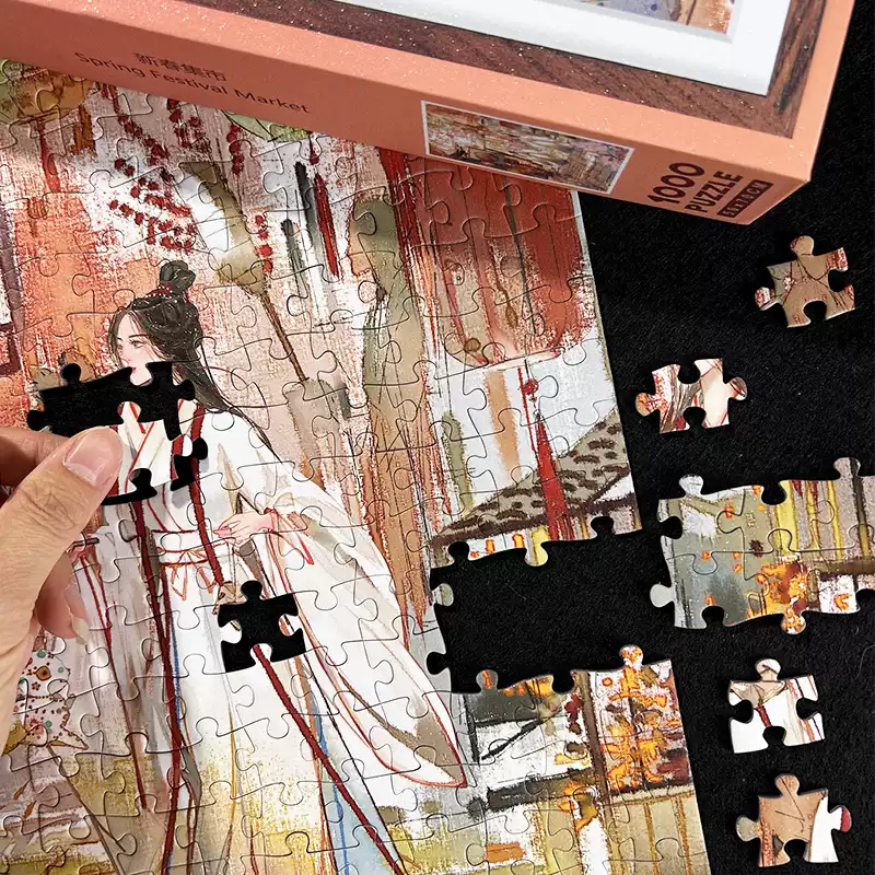 Discontinued-1000pcs Jigsaw Puzzle-TuTuDingDang-Spring Festival Market