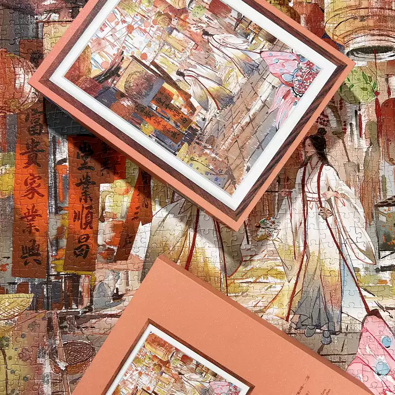 Discontinued-1000pcs Jigsaw Puzzle-TuTuDingDang-Spring Festival Market