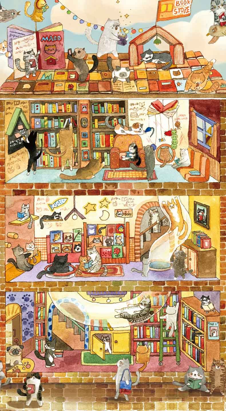 Toi-1000pcs Jigsaw Puzzle-Cat Library