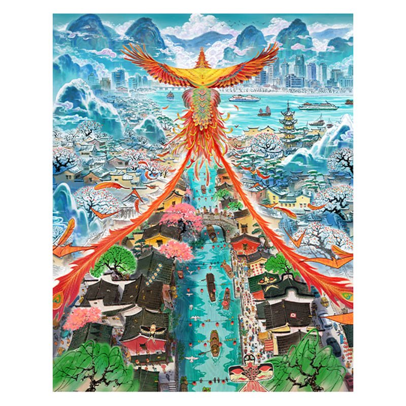 Plastic Jigsaw Puzzles 2000pcs-3djp-Phoenix Croons Jiangnan