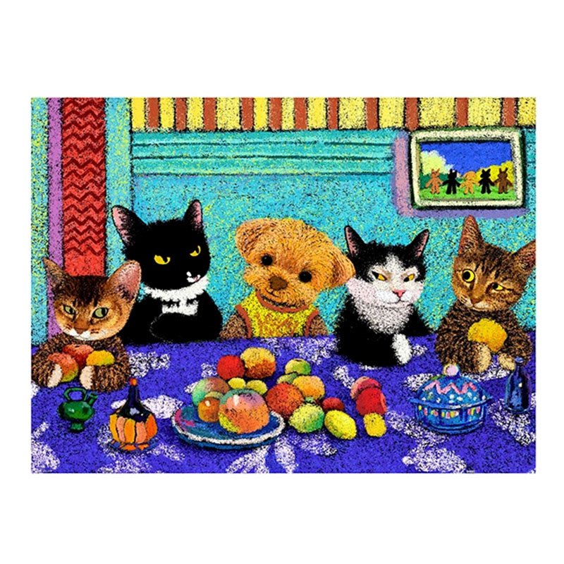 3djp Plastic Jigsaw Puzzles 1200pcs-Sharing a Table with a Dog