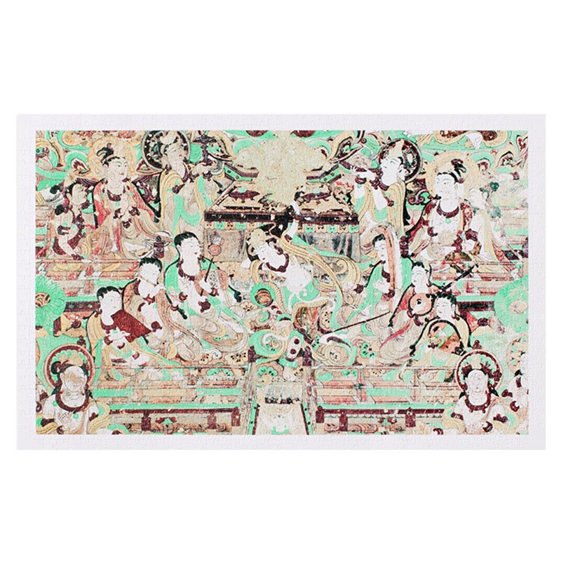 3djp/Pintoo Plastic Jigsaw Puzzles 1000pcs-Reverse-Held Pipa Player, Cave 112, Mogao Grottoes