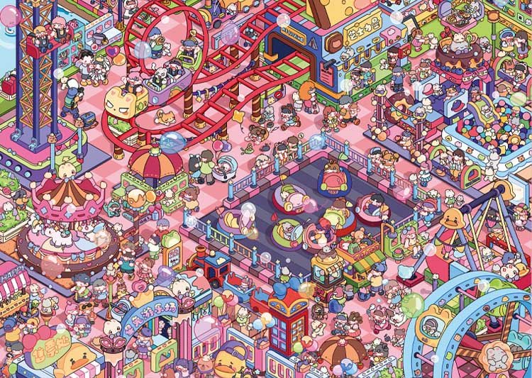 Botop Puzzle-Rabbit Park (2) Botop Fusion-1000pcs Jigsaw Puzzle-Rabbit Park