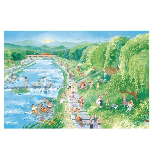 Momibook-1000 Piece Jigsaw Puzzle-Kamogawa Summer Retreat