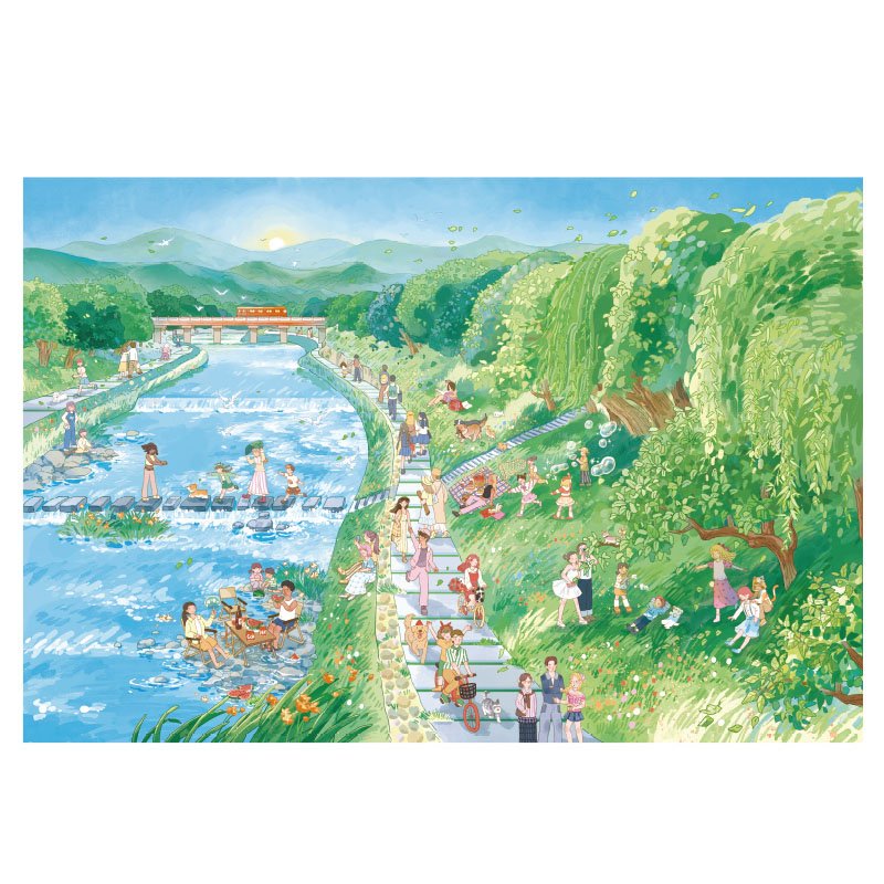 Momibook-1000 Piece Jigsaw Puzzle-Kamogawa Summer Retreat