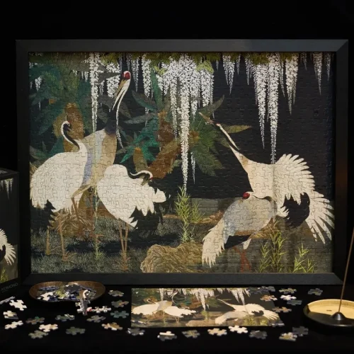 Komono-500pcs Jigsaw Puzzle-Cranes, Cycads and Wisteria