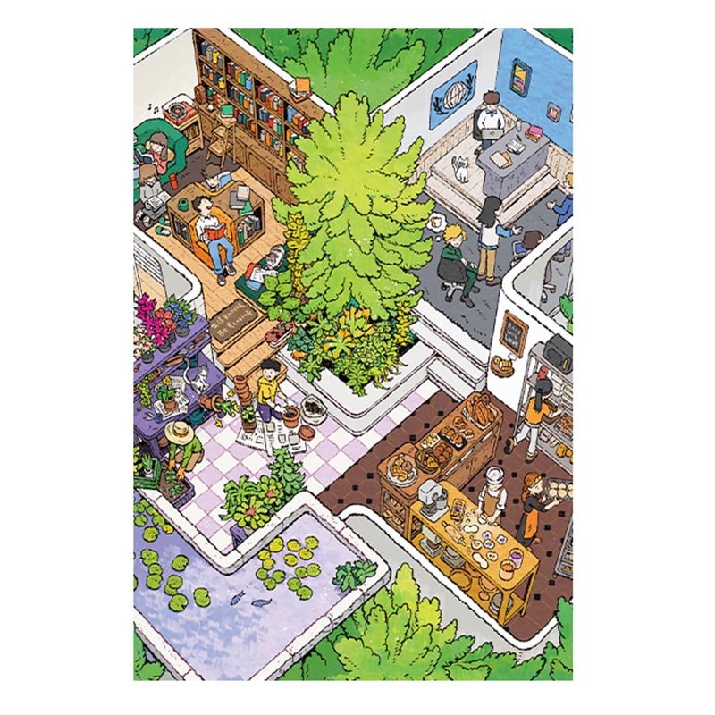 Momibook-Gathering in Tree House (3) Momibook-1000 Piece Jigsaw Puzzle-Gathering in Tree House