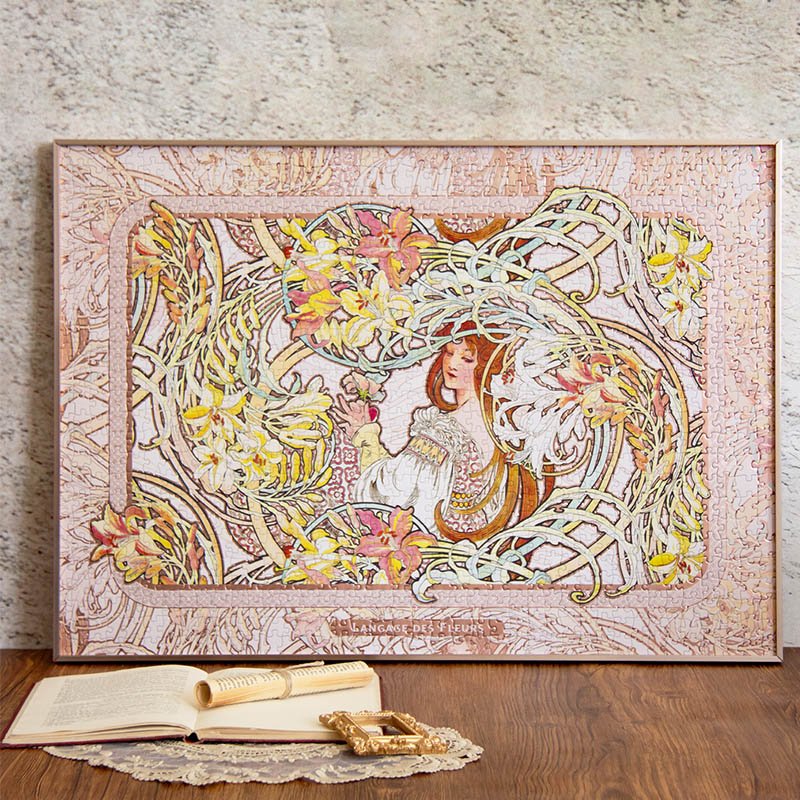 Watch Match-1000pcs Jigsaw Puzzle-The Language of Flowers by Mucha