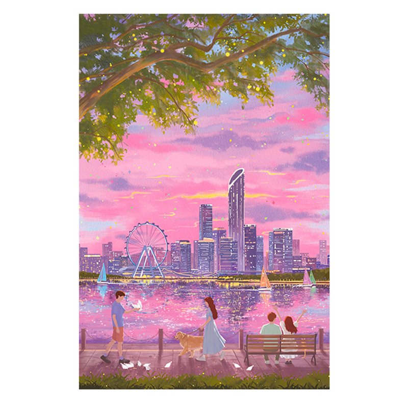 Momibook-Lakeside Evening Breeze (1) Momibook-1000 Piece Jigsaw Puzzle-Lakeside Evening Breeze