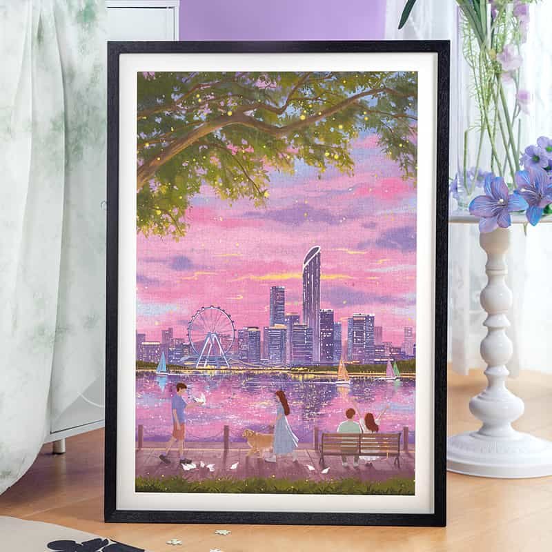 Momibook-Lakeside Evening Breeze (3) Momibook-1000 Piece Jigsaw Puzzle-Lakeside Evening Breeze