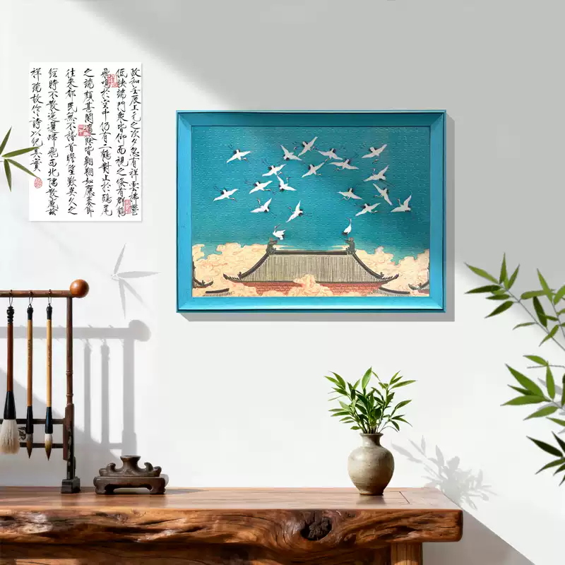 Botop-Canvas Texture 1000pcs Jigsaw Puzzle-Auspicious Cranes