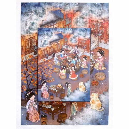 Kessing-Brewing Tea by the Fireside (1) Kessing-500pcs Jigsaw Puzzle-Brewing Tea by the Fireside