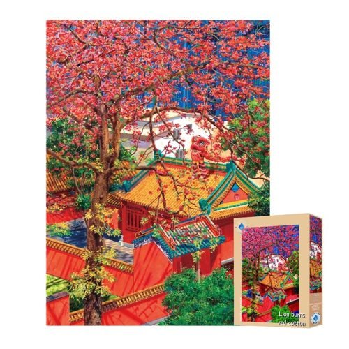 TuTuDingDang-1000pcs Jigsaw Puzzle-Lion Dance Beneath the Blooming Cotton Trees