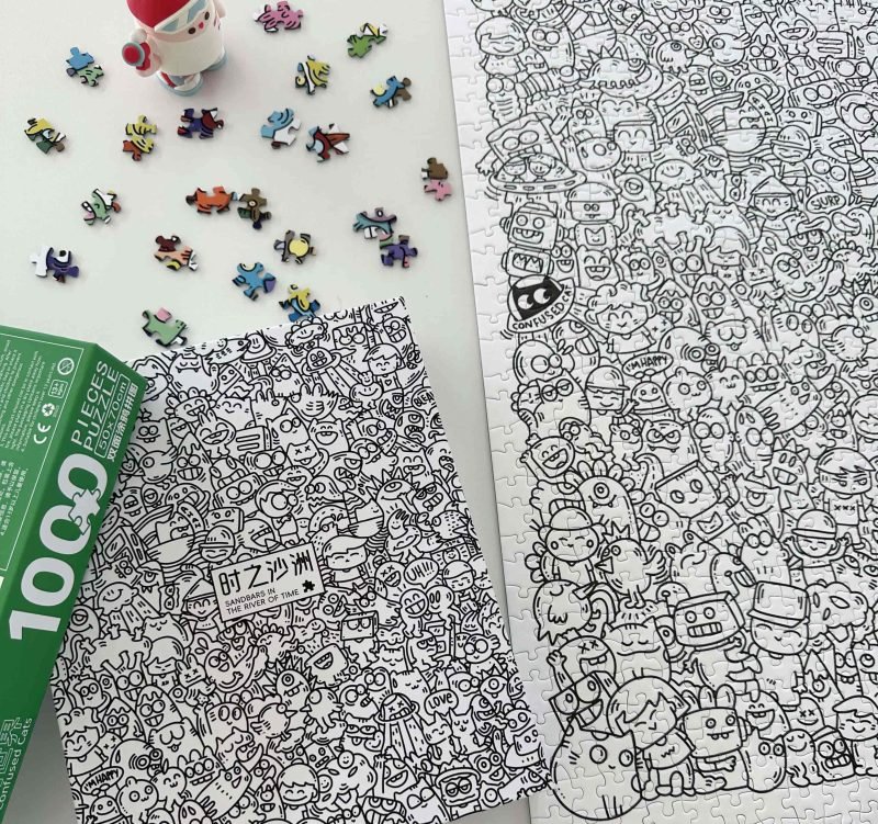 DIY Double-sided Sandbars in the River of Time-The World of Confused Cat-1000pcs Jigsaw Puzzle