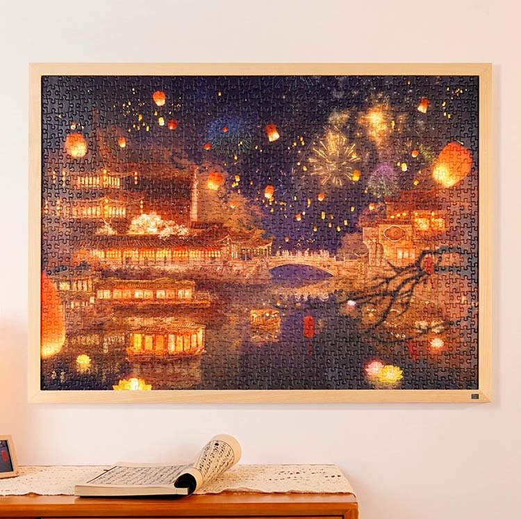 Toi-1000pcs Jigsaw Puzzle-Moored on River Qinhuai at Night