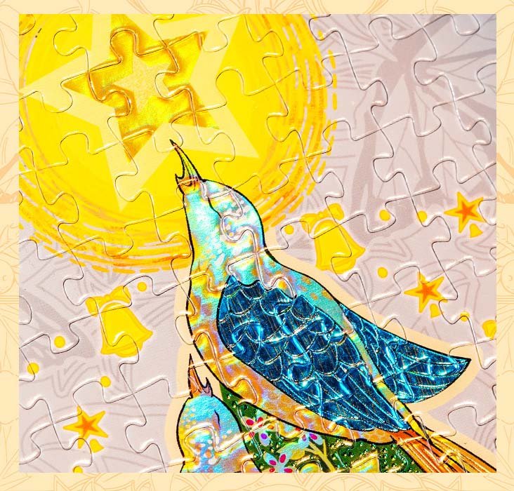 Toi-1000pcs Jigsaw Puzzle-Robin and Christmas Tree