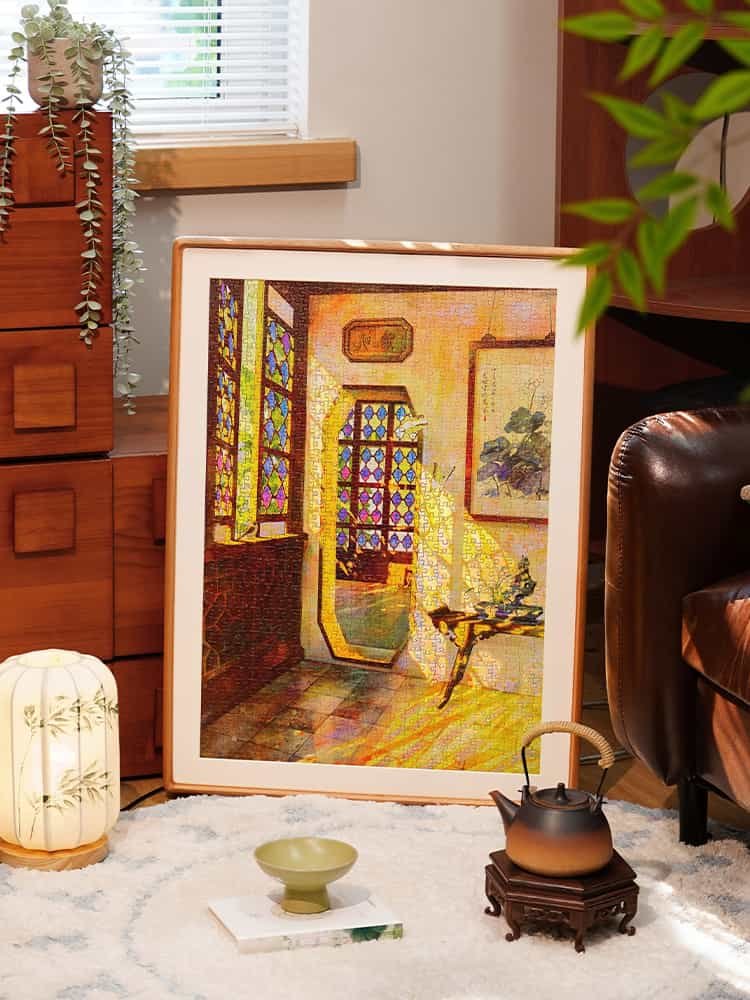 Toi-Stained Glass Window Gilded Light on Rippling Waves (2) Toi Premium Holographic Puzzle-Stained Glass Window Gilded Light on Rippling Waves-1000pcs