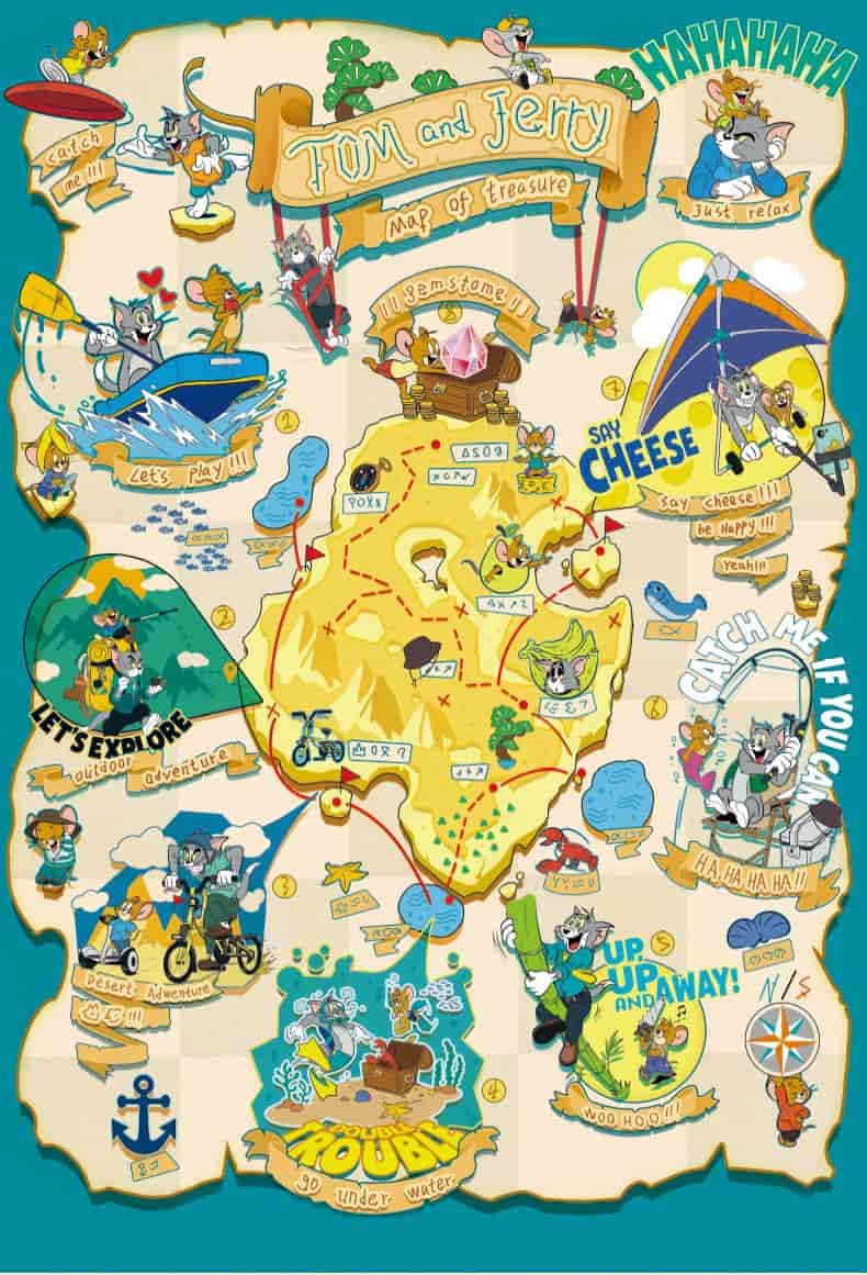 Toi-1000pcs Jigsaw Puzzle-Tom and Jerry Treasure Map