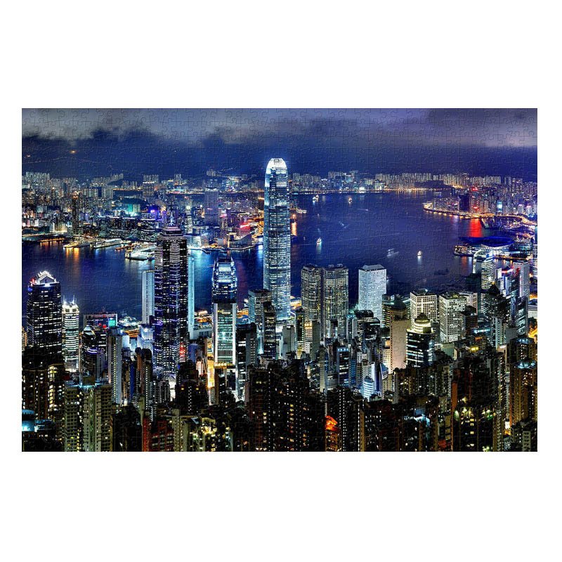 Discontinued-Bayby-1000pcs Plastic Jigsaw Puzzle-Night View in HongKong