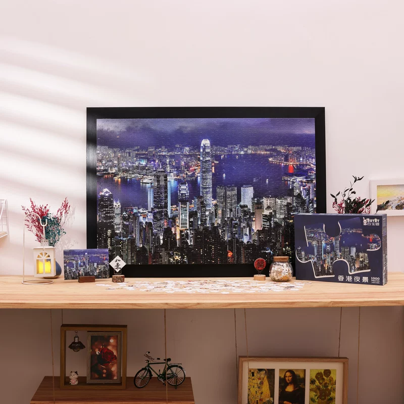 Discontinued-Bayby-1000pcs Plastic Jigsaw Puzzle-Night View in HongKong