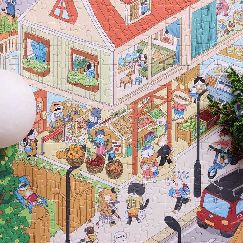 Bayby Plastic Puzzle-1000pcs-Cat Town