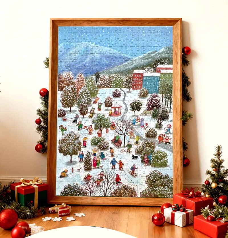 Pixel Pieces-Play In The Snow (1) Pixel Pieces-500 Piece Puzzle-Play In The Snow