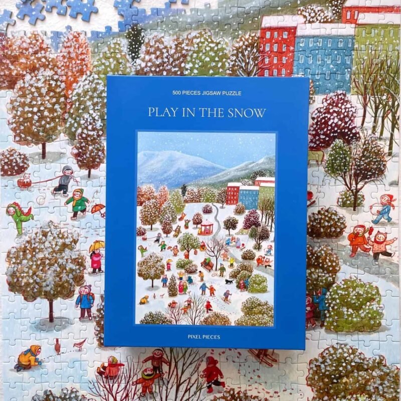 Pixel Pieces-Play In The Snow (3) Pixel Pieces-500 Piece Puzzle-Play In The Snow