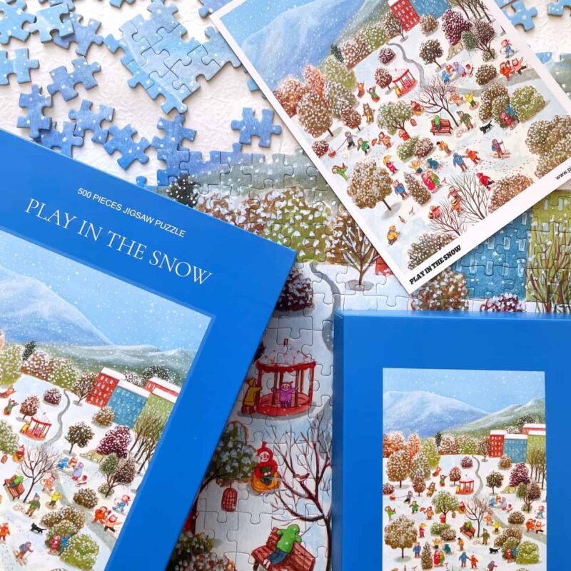 Pixel Pieces-Play In The Snow (4) Pixel Pieces-500 Piece Puzzle-Play In The Snow