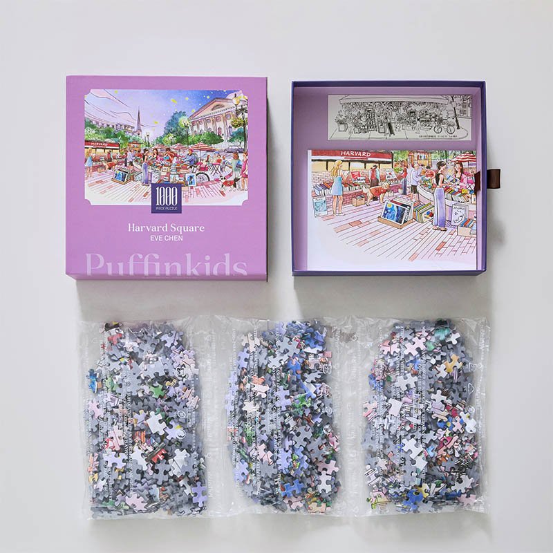 Puffinkids-1000 Piece Irregular Cut Puzzle-Harvard Square