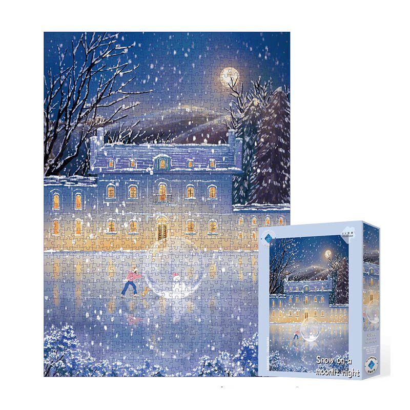 Snow on a Moonlit Night TuTuDingDang-1000pcs Jigsaw Puzzle-Snow on a Moonlit Night