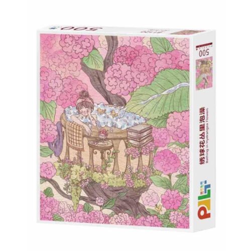 PJLT-Bathing in Hydrangea Flowers-500pcs Puzzle Discontinued-PJLT-500pcs Jigsaw Puzzle-Bathing in Hydrangea Flowers