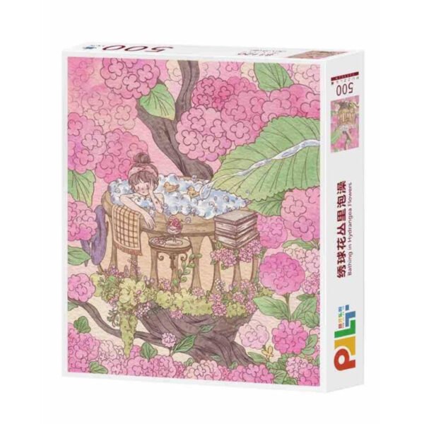 Discontinued-PJLT-500pcs Jigsaw Puzzle-Bathing in Hydrangea Flowers