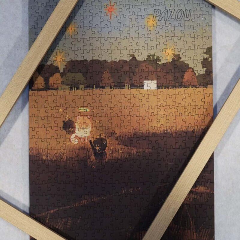 Pazou-500 Piece Puzzle-Noontide Stroll into Golden Rice Fields