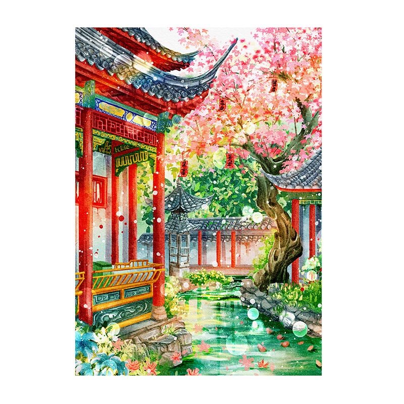 Priceces-500pcs Jigsaw Puzzle-A Creek Cloaked in Flowers