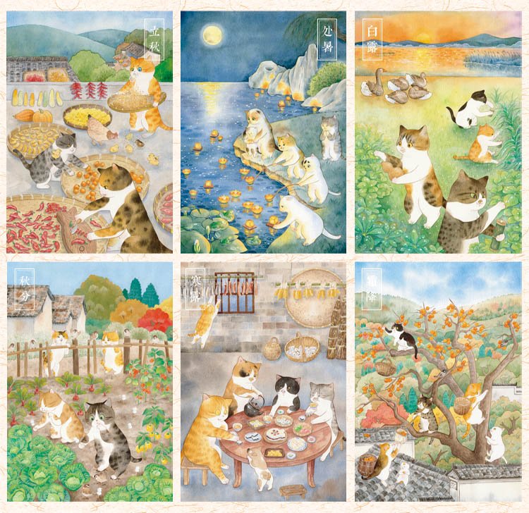 Tutudingdang-24 Solar Terms-Autumn (2) TuTuDingDang-24 Solar Terms Cat Puzzle-Autumn-300pcs*6 Boxes