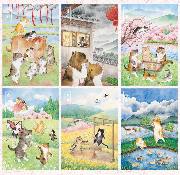 Tutudingdang-24 Solar Terms-Spring (1) TuTuDingDang-24 Solar Terms Cat Puzzle-Spring-300pcs*6 Boxes