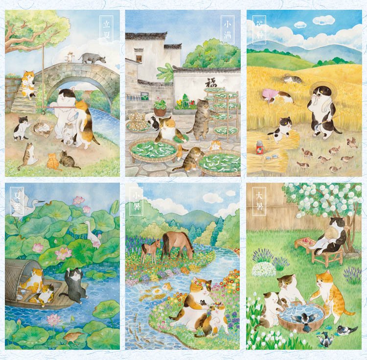 Tutudingdang-24 Solar Terms-Summer (1) TuTuDingDang-24 Solar Terms Cat Puzzle-Summer-300pcs*6 Boxes