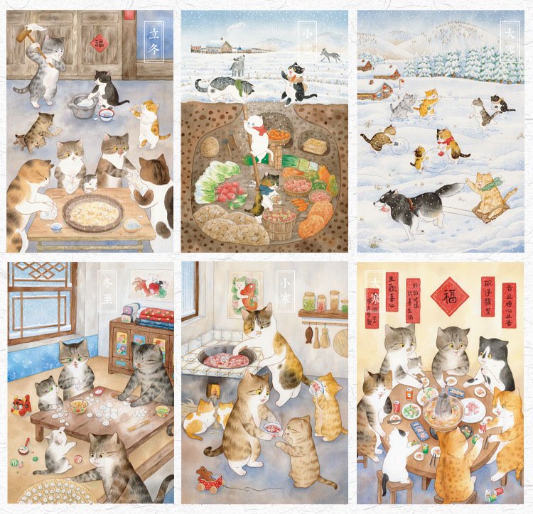 Tutudingdang-24 Solar Terms-Winter (1) TuTuDingDang-24 Solar Terms Cat Puzzle-Winter-300pcs*6 Boxes